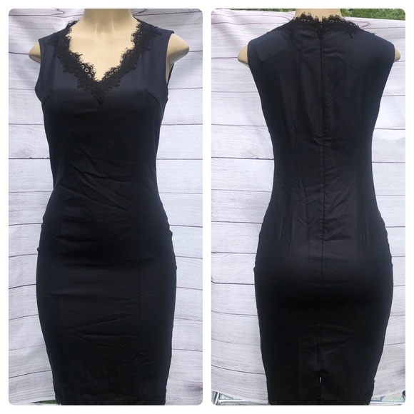 St. John Caviar Sheath Dress With Lace Trim Size 6 NWT - Picture 4 of 16